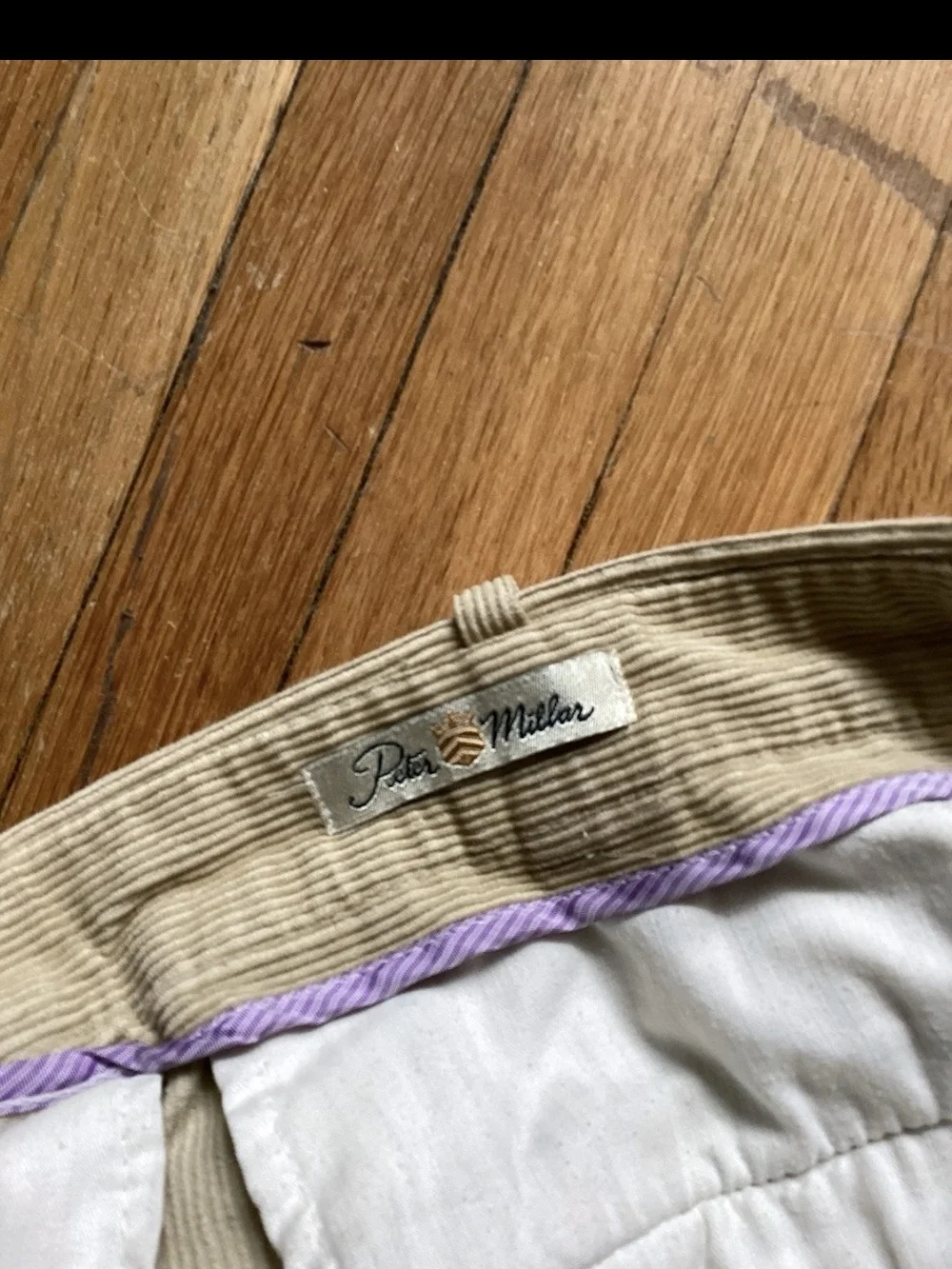 Peter Millar Men's Size 32-30 Solid Beige Corduroy Pants,100% Cotton,MINT